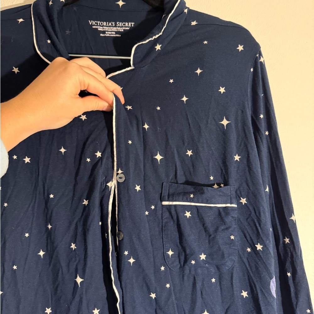 Victoria’s Secret Tranquil Navy Blue Moon and Stars Modal Long Pajamas - Picture 5 of 11